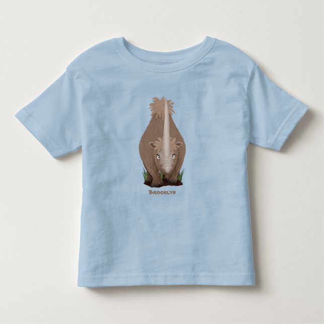 Tecknad av elasmotherium med lutygul rhino t shirt (Framsida)
