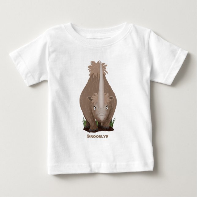 Tecknad av elasmotherium med lutygul rhino t shirt (Framsida)