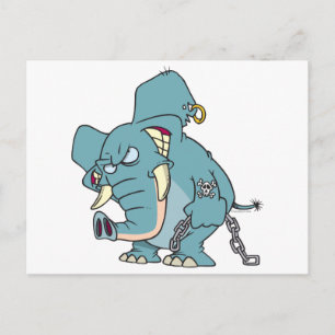 tecknad av elefant med elak badass vykort