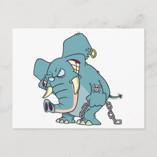 tecknad av elefant med elak badass vykort