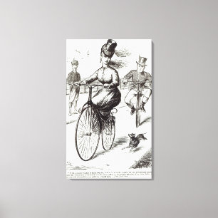 Tecknad av en dam på en Velocipede, 1869 Canvastryck
