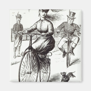 Tecknad av en dam på en Velocipede, 1869 Magnet