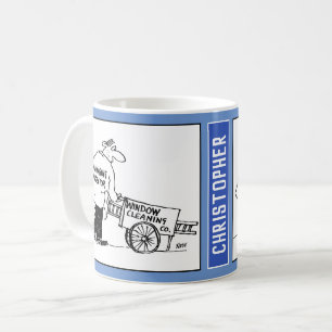 Tecknad av en Window Cleaner med Barrow. Funny Kaffemugg