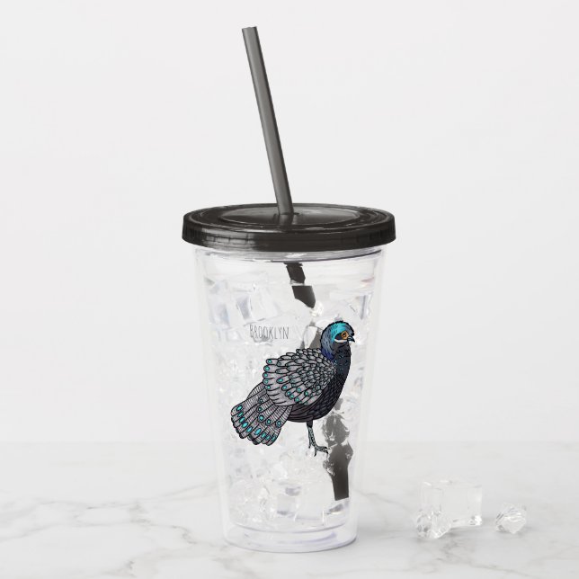 Tecknad av fågelfasaner från Bornean-fridingen Take Away Mugg (Framsida Ice)