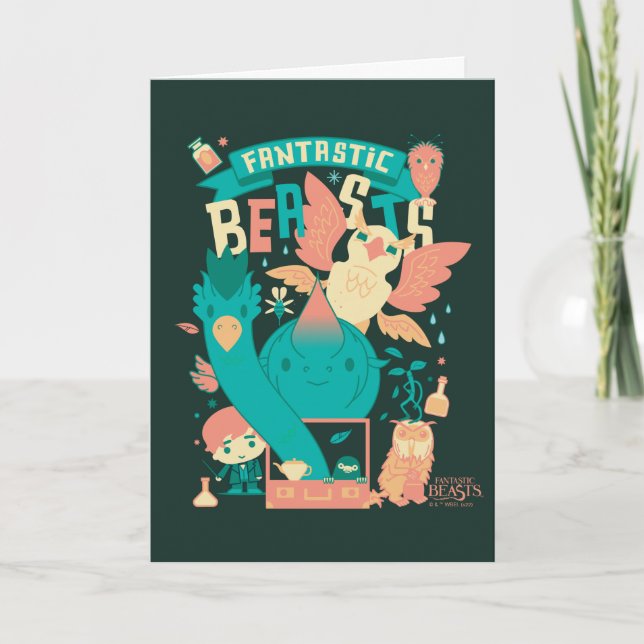 Tecknad av fantastiska Beaster med Newt Scamander Kort (Framsida)