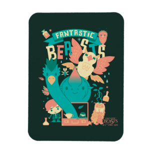 Tecknad av fantastiska Beaster med Newt Scamander Magnet