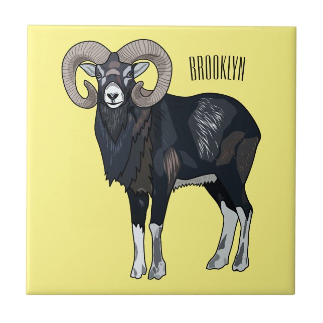Tecknad av får från Mouflon Kakelplatta (Framsidan)