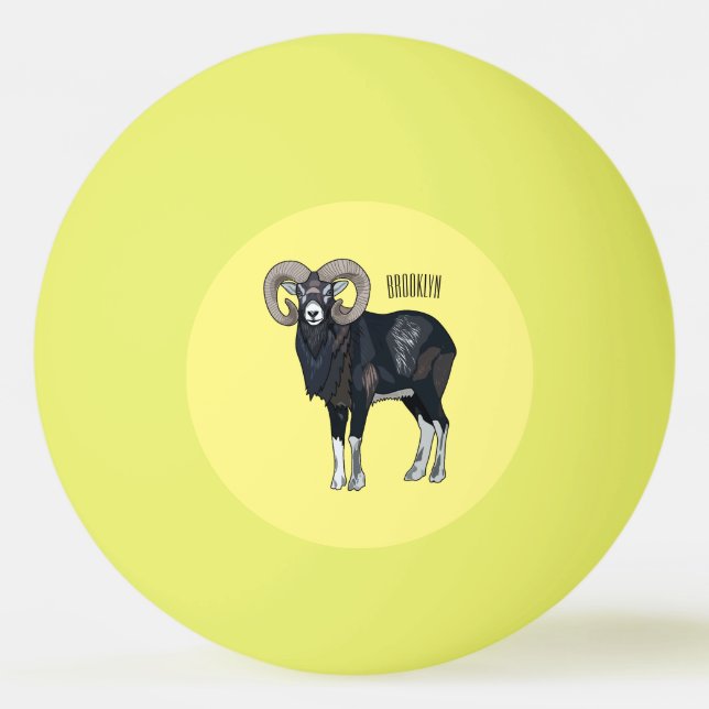 Tecknad av får från Mouflon Pingisboll (Framsidan)