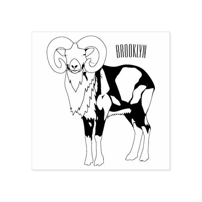 Tecknad av får från Mouflon Stämpel (Tryck)