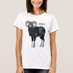 Tecknad av får från Mouflon T Shirt