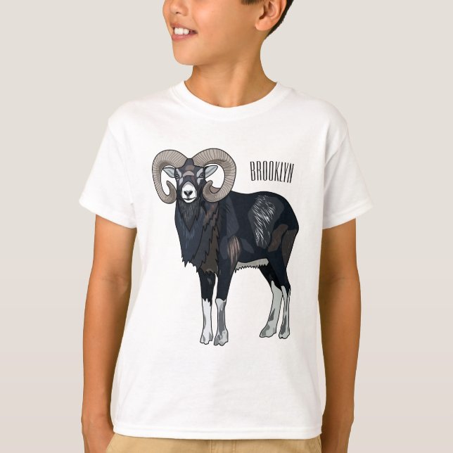 Tecknad av får från Mouflon T Shirt (Framsida)