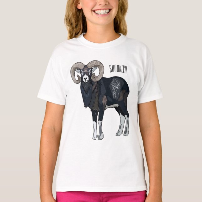 Tecknad av får från Mouflon T Shirt (Framsida)