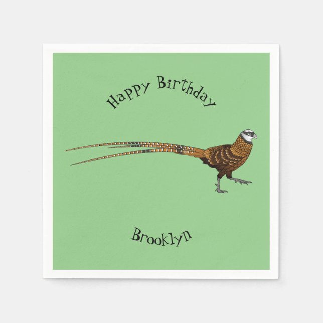 Tecknad av fasansfågel i Reeves Pappersservett (Framsidan)