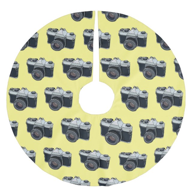 Tecknad av filmkamera julgransmatta borstad polyester (Framsidan)