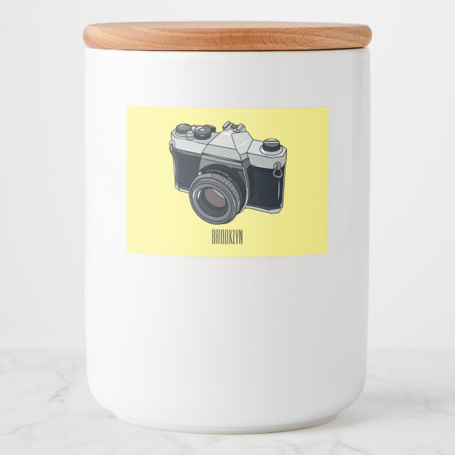 Tecknad av filmkamera mat etiketter (Framsida)