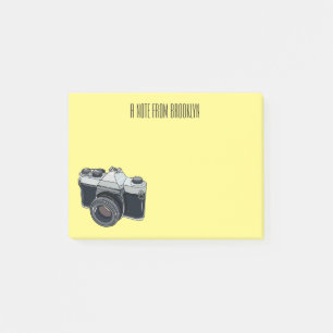 Tecknad av filmkamera post-it block