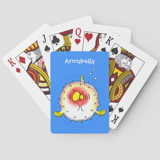 Tecknad av fisk av porcupin casinokort (Baksidan)