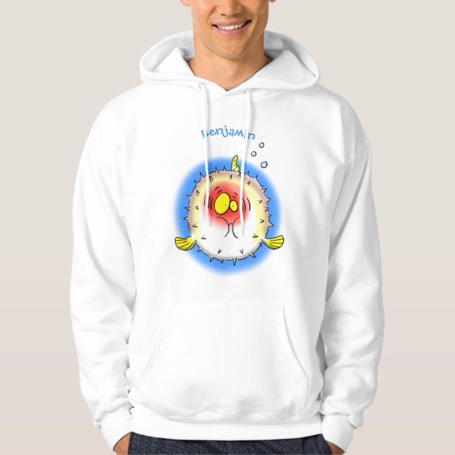 Tecknad av fisk av porcupin hoodie (Framsida)