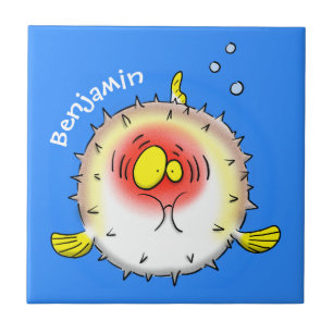 Tecknad av fisk av porcupin kakelplatta