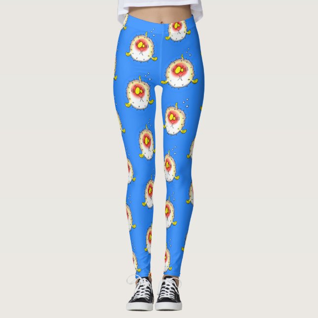 Tecknad av fisk av porcupin leggings (Framsida)