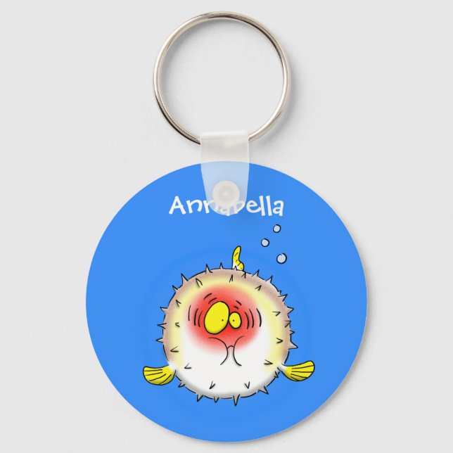 Tecknad av fisk av porcupin nyckelring (Framsida)