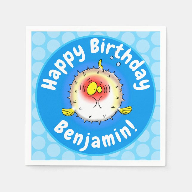 Tecknad av fisk av porcupin pappersservett (Framsidan)