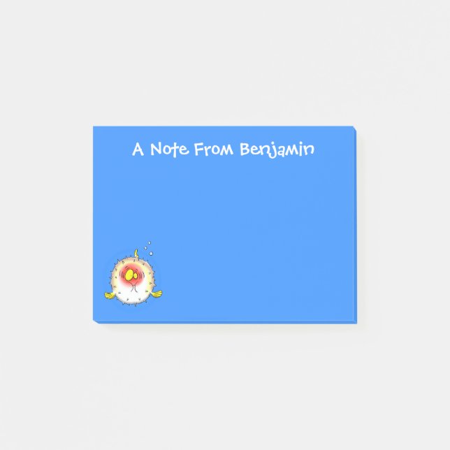 Tecknad av fisk av porcupin post-it block (Framsida)