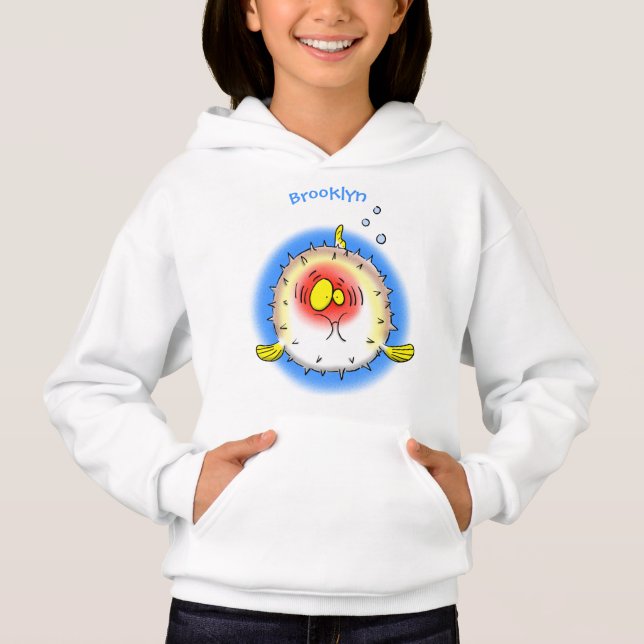 Tecknad av fisk av porcupin t shirt (Framsida)