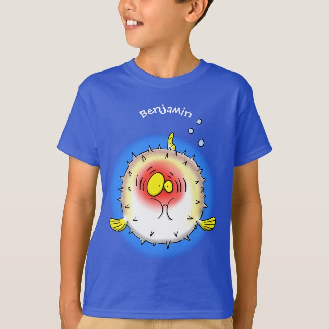 Tecknad av fisk av porcupin t shirt (Framsida)