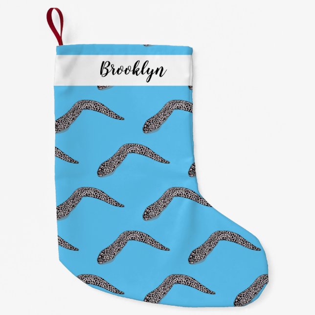 Tecknad av fläckad moräel liten julstrumpa (Framsidan)