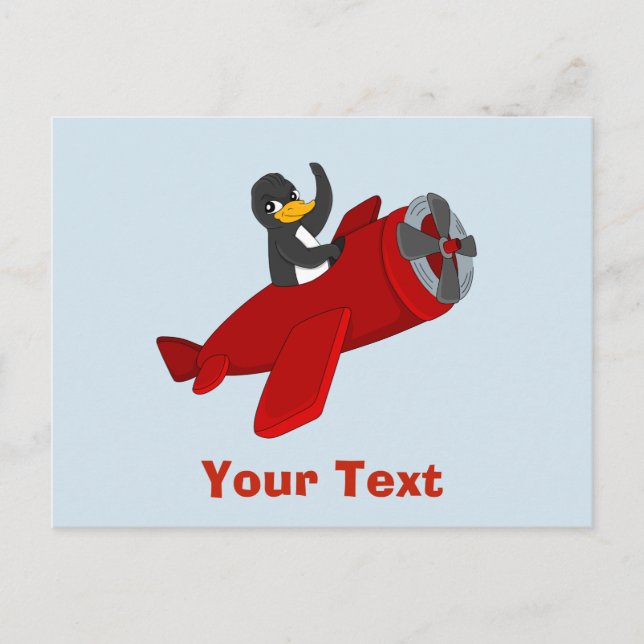 Tecknad av flygande penguin vykort (Framsida)