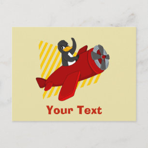 Tecknad av flygande penguin vykort