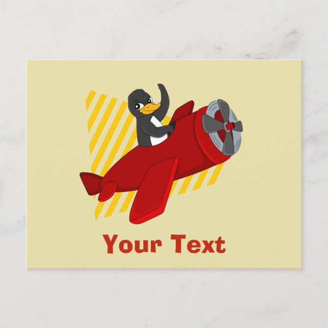 Tecknad av flygande penguin vykort (Framsida)
