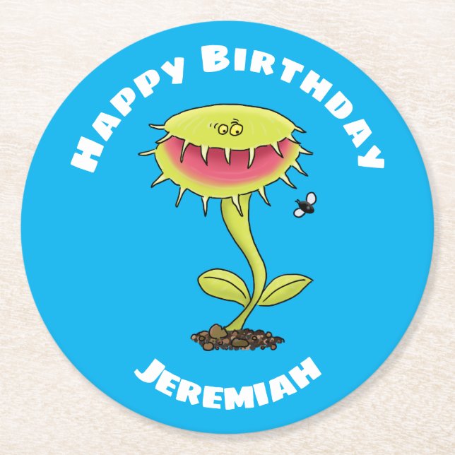 Tecknad av flygfälla från Lårfenan Underlägg Papper Rund (Framsidan)