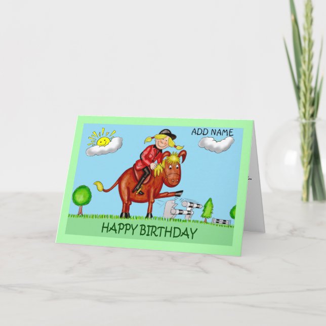 Tecknad av födelsedagen Karikatyrer av flicka på h Kort (Framsida)