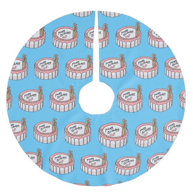 Tecknad av födelsedagstårkaka julgransmatta borstad polyester (Framsidan)