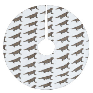 Tecknad av  för renad ödla julgransmatta borstad polyester