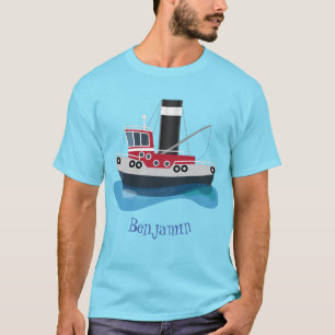 Tecknad av för trålfartyg för spöfiske med fasta t shirt