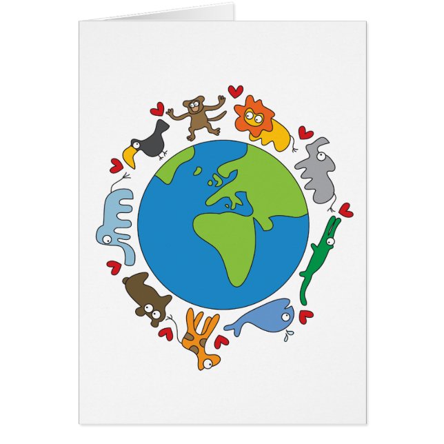 Tecknad av fred och Kärlek i världen OBS Kort (Framsidan)