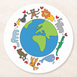 Tecknad av fred och Kärlek i världen Underlägg Papper Rund