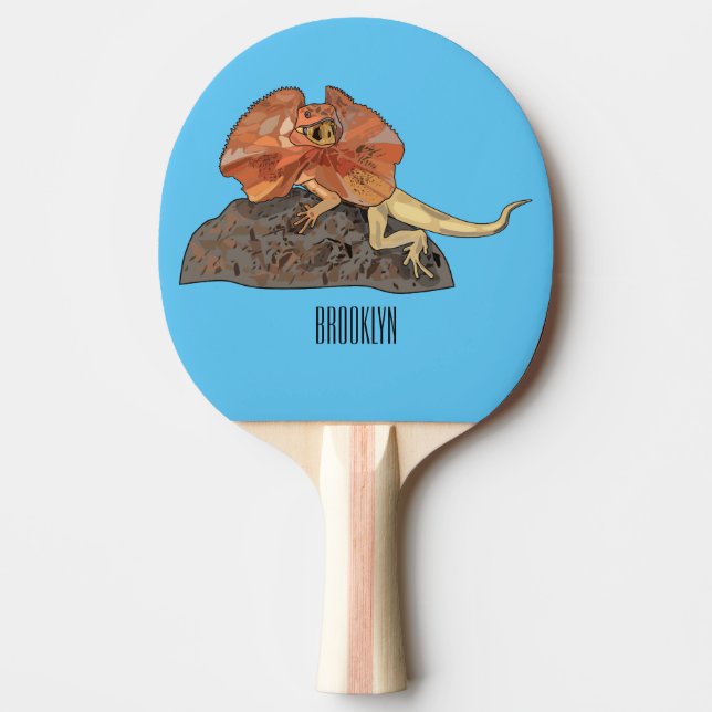 Tecknad av Frilled-nacke-ödla Pingisracket (Framsidan)