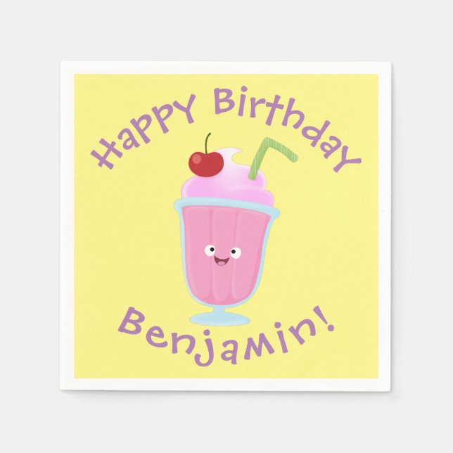 Tecknad av gräddfil för jordgubbsbär pappersservett (Framsidan)