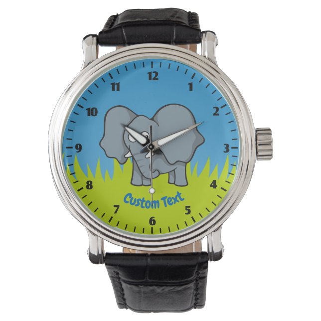 tecknad av grått-elefant armbandsur (Framsida)