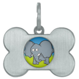 tecknad av grått-elefant namnbricka husdjur