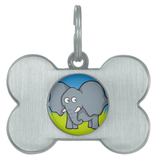 tecknad av grått-elefant namnbricka husdjur (Framsidan)