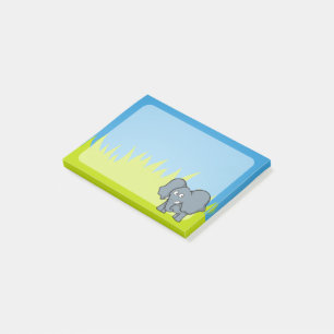 tecknad av grått-elefant post-it block