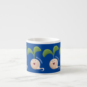 Tecknad av groddar för utsäde av Cute lycklig Espressomugg