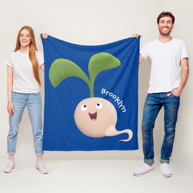 Tecknad av groddar för utsäde av Cute lycklig Fleecefilt (På plats)
