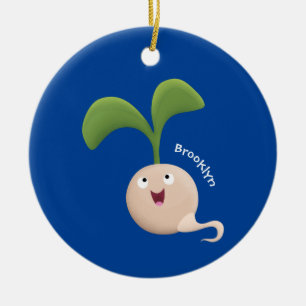 Tecknad av groddar för utsäde av Cute lycklig Julgransprydnad Keramik