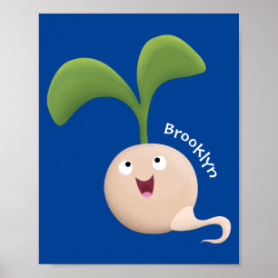 Tecknad av groddar för utsäde av Cute lycklig Poster